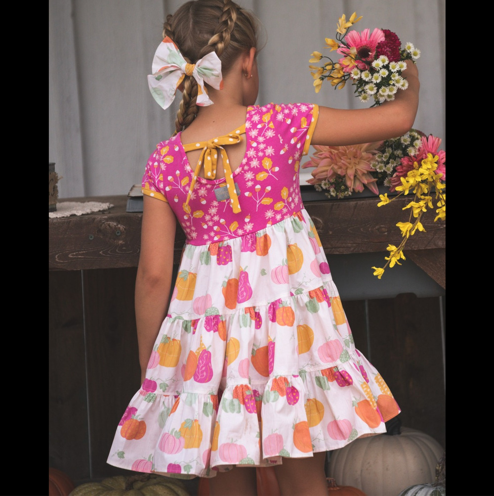 Eleanor Rose Britney Dress Girls Size 3 - 4 Pumpkin Acorn Short Sleeve